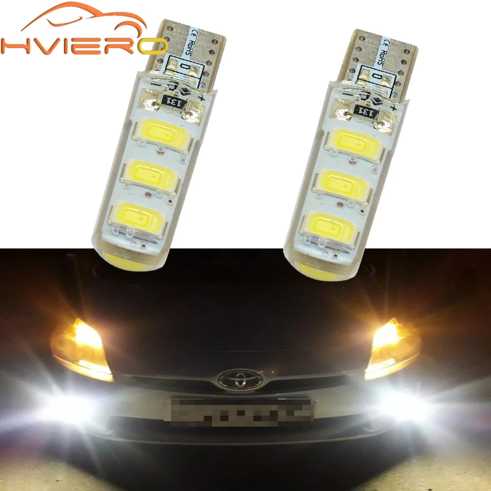 2X Автомобильный светодиодный T10 510 W5W DC 12V Canbus 6SMD силиконовый корпус задний