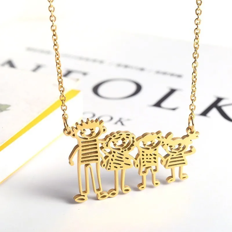 RIR Personalized Your Children Artwork Pendant Necklace DIY Custom Kids For Mom and Nana Best Gifts | Украшения и аксессуары