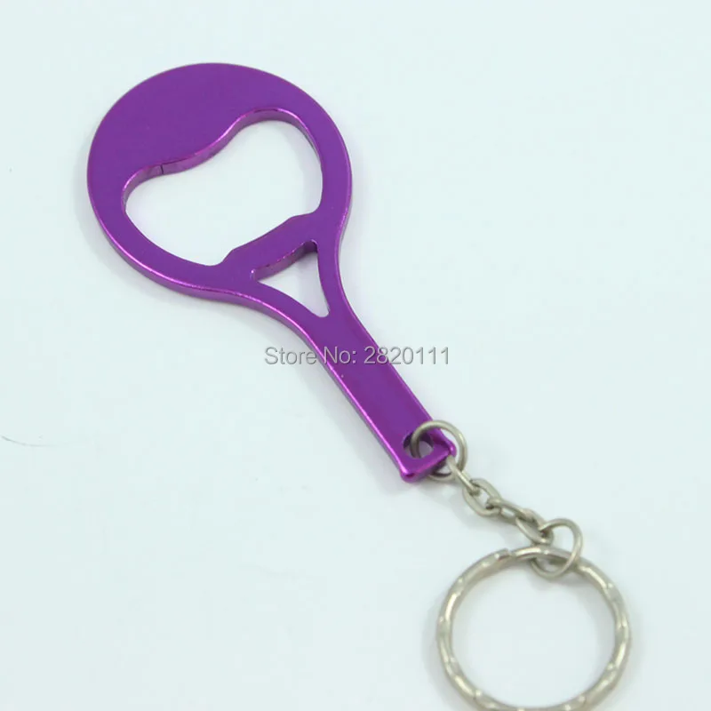 Wholesale-12Pcs Racket Bottle Opener Keychain Aluminum Alloy Beer Open Promotion Keyring Gift Customize Logo-Free Shipping |