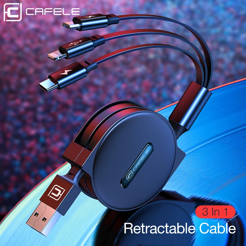 CAFELE 3 в 1 Выдвижной USB кабель Micro type C 8 Pin USB кабель для iPhone samsung huawei xiaomi Синхронизация данных USB кабель макс 110 см