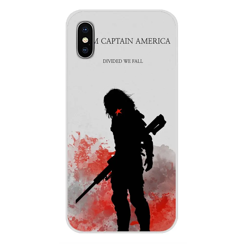Прозрачный чехол из ТПУ для Apple iPhone X XR XS MAX 4 4S 5 5S 5C SE 6 6S 7 8 Plus ipod touch Captain America Bucky