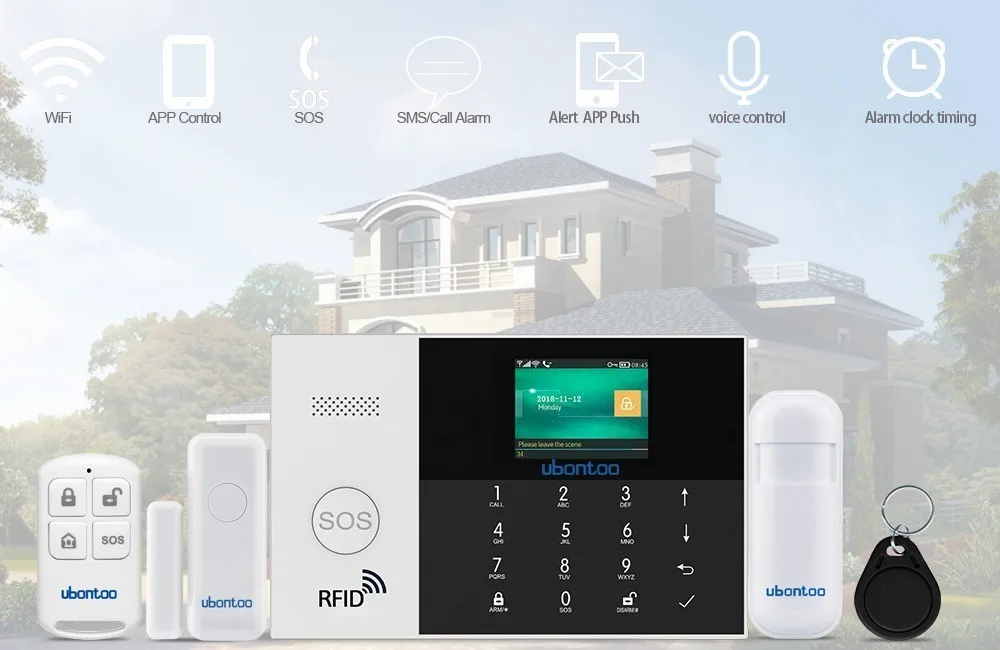 Ubontoo беспроводной охранный датчик домашней безопасности wifi RFID SIM GSM сигнализация Система IOS Android приложение управление ЖК Сенсорная клавиатура