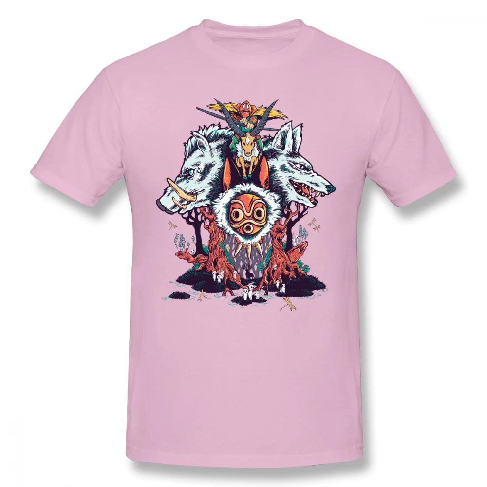Хаяо Миядзаки аниме Принцесса Mononoke Him Ashitaka Футболка мягкий короткий рукав круглый вырез S-6XL футболка - Цвет: Розовый