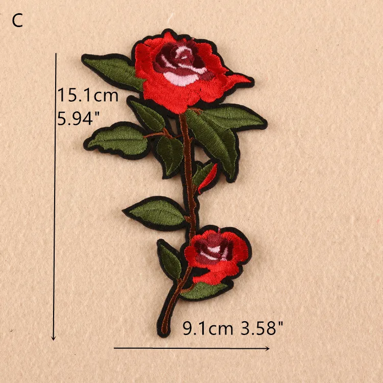 8Pcs/Lot Red Rose Flower Embroidered Patches Applique Iron Or Sew On Clothes Accessory | Дом и сад