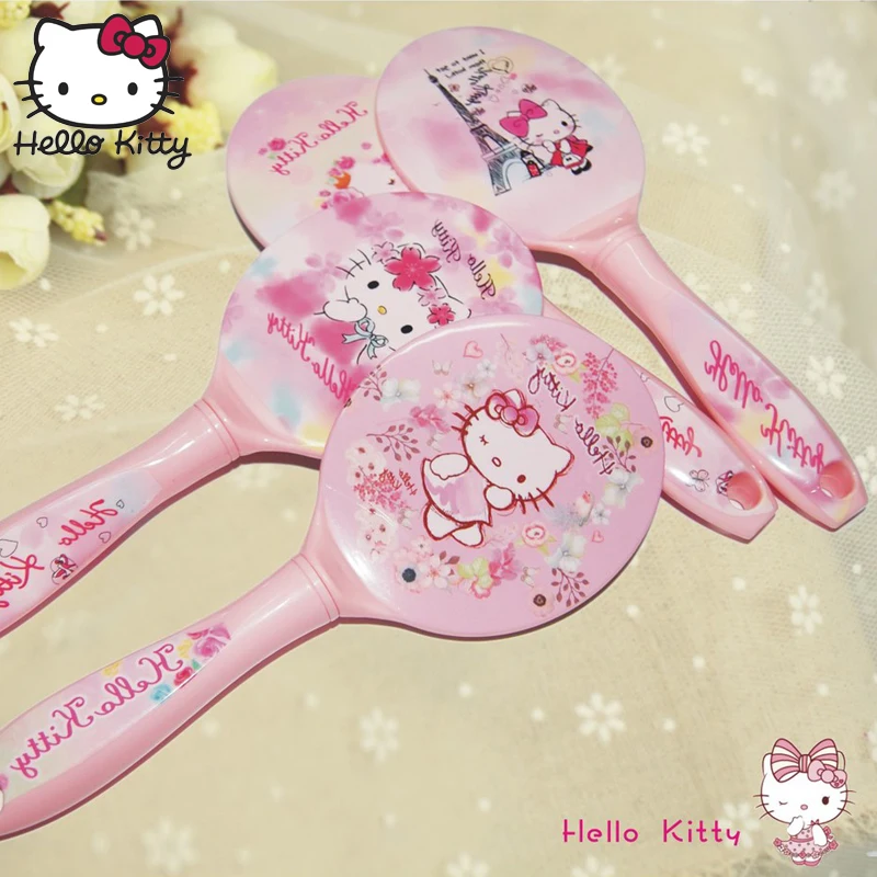 Косметическое зеркало Hello Kitty портативное пластиковое для макияжа 1 шт. милый