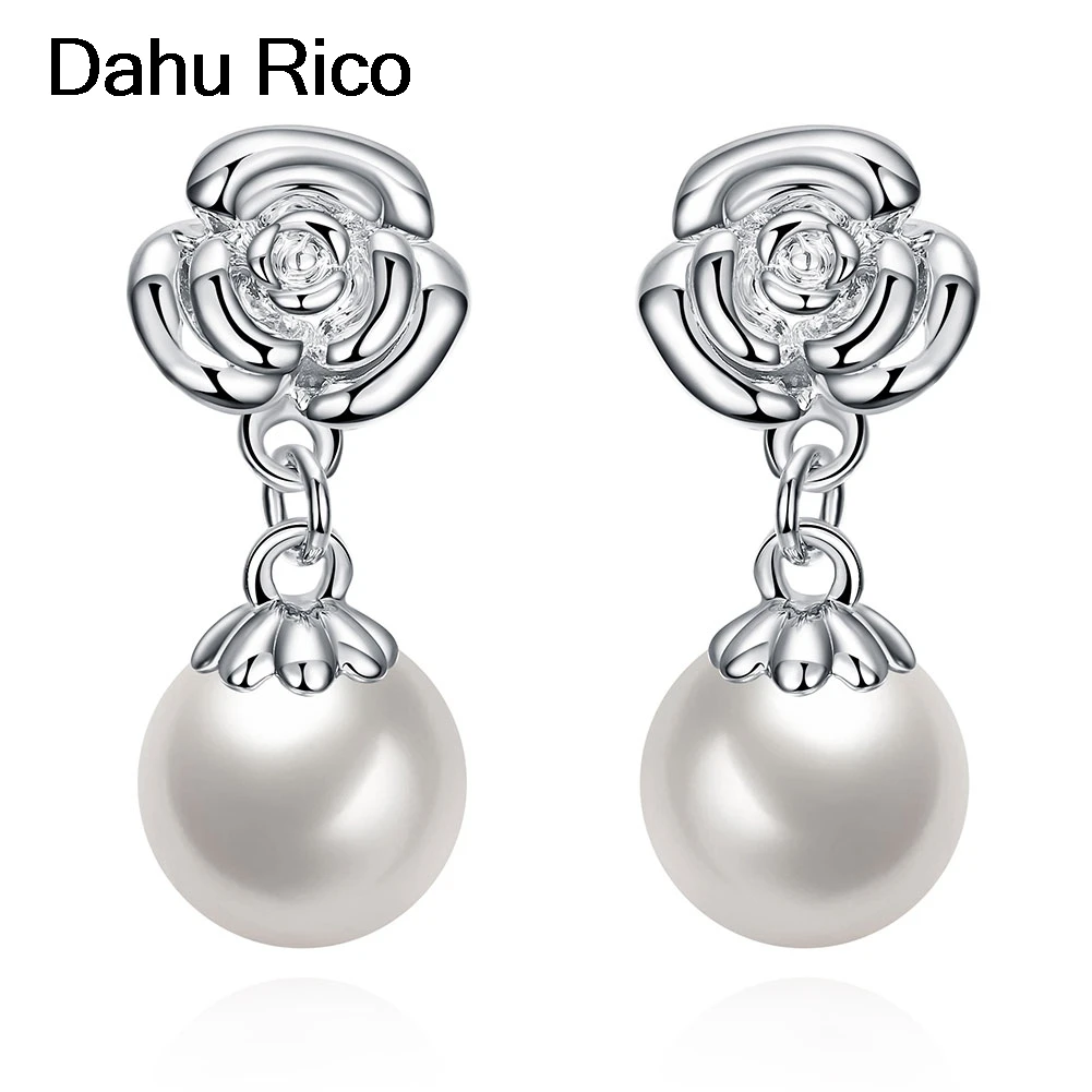 Цветок и жемчужные подвесные fantaisie pendantes boucle d'oreille orecchini белые пластиковые donna
