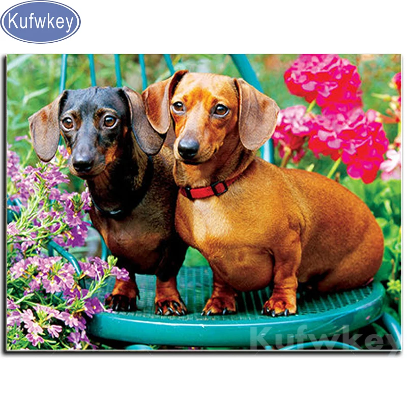 5D Diy Diamond Painting Dachshund Shorthaired Picture of Rhinestones Embroidery Mosaic pet puppy full stones stickers | Дом и сад