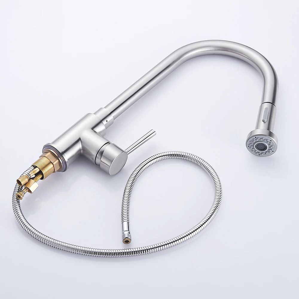 Смеситель для кухни серебряный с одной ручкой кухонный кран одним отверстием