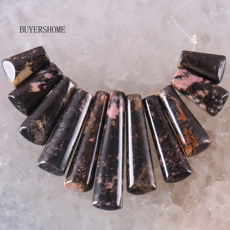 Pink Rhodonite Подвеска подходит для ожерелья натуральный опал оникс тигровый глаз зеленый авантюрин Кристалл Абалон раковина песчаник Родонит бусины набор 11 шт - Окраска металла: Pink Rhodonite