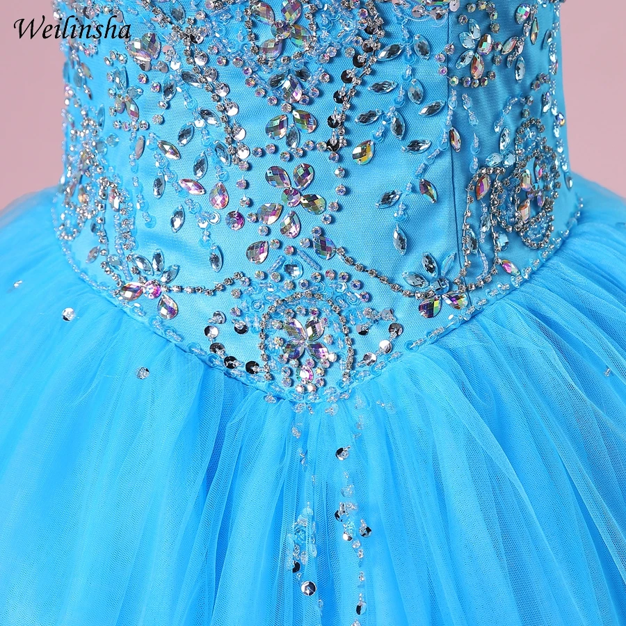 Weilinsha Мода Тюль бальные платья сладкий 15 Quinceanera платье с открытыми плечами и Карамельный цвет класса «Люкс», Vestidos De Quinceanera