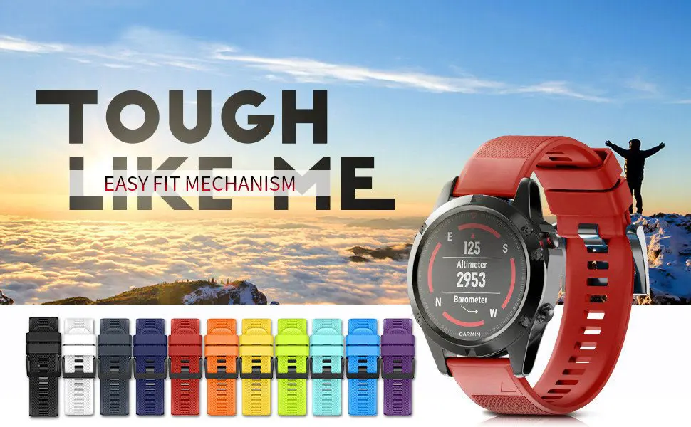 26 22 20 мм ремешок для часов Garmin Fenix 5X5 5S Plus 3 3HR D2 S60 часы Quick Release силиконовые Easyfit ремешок