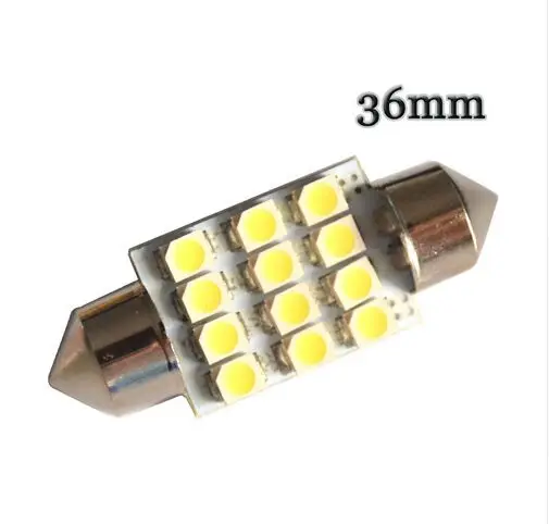 100 unids 12 светодиодный 3528 SMD 1210 31 36 39 41 мм Автомобильный светильник для интерьера