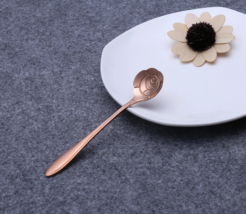 Новинка розовое золото 5 шт./компл. посуда в форме цветка сахарная нержавеющая