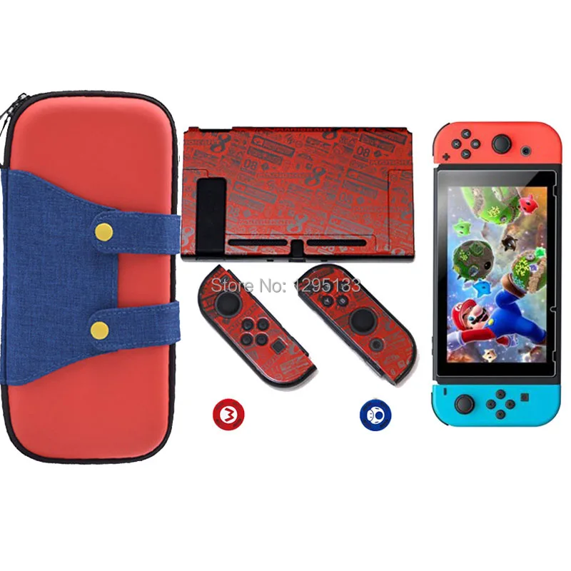 Storage Bag for Nintend Switch Console Tempered Glass Screen Protector for Nintendoswitch Joystick Grip Caps for Nitendo Joy-Con