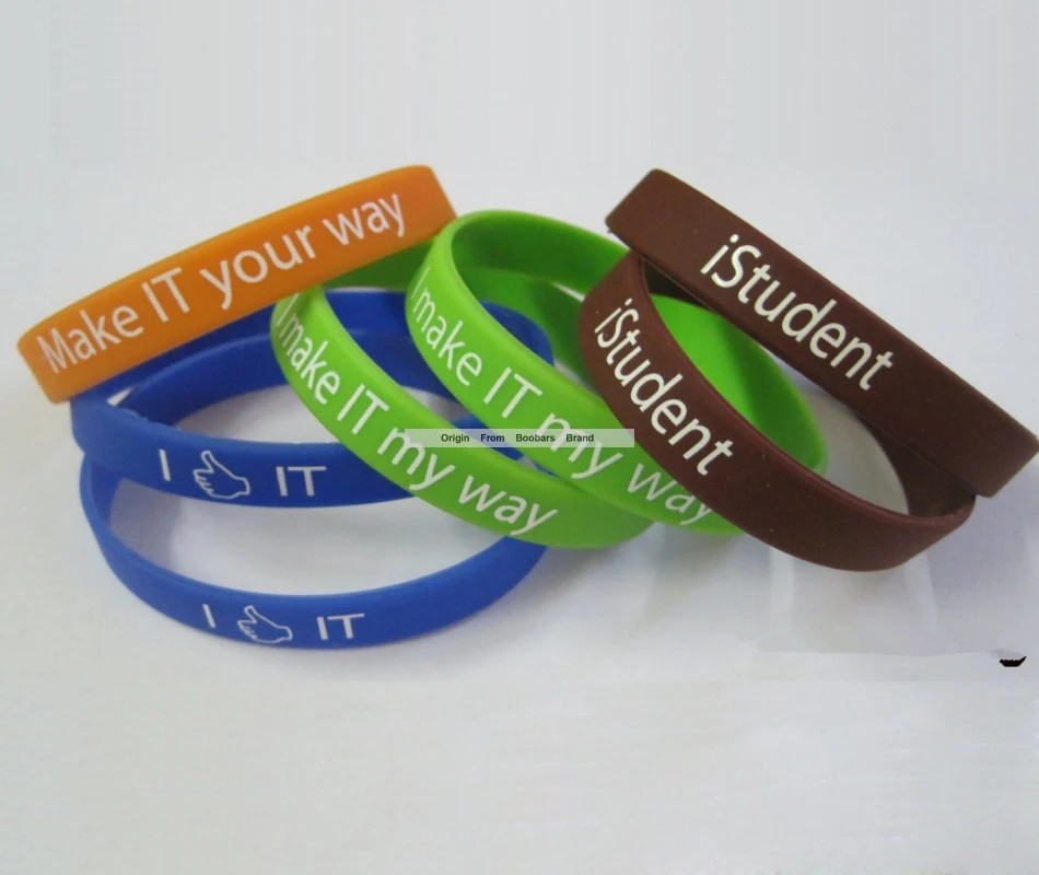 

Custom Any Color Accepted Pantone Color Made Silicone Rubber Wristbands Logo Text Print Promotion Bracelets