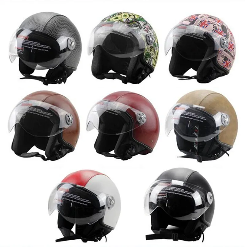 Черный шлем Spitfire moto rcycle, винтажный шлем с открытым лицом, ретро 3/4, полушлем casco moto capacete moto ciclismo