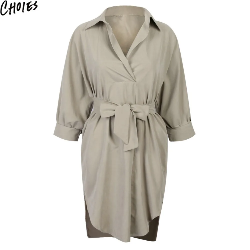 Женское облегающее мини платье рубашка с 3/4 рукавом и завязкой на талии 2 цвета 2017