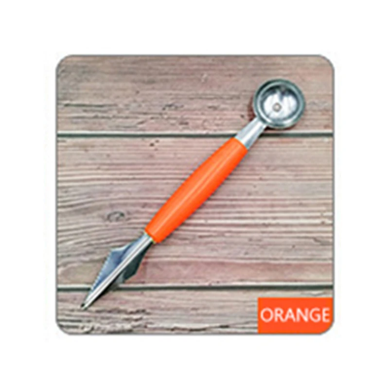 Orange 1 шт. многофункциональные Серебристые ножи из нержавеющей стали для резьбы по фруктам Арбузные шарики из дыни ложка для мороженого кухонные инструменты - Цвет: Orange