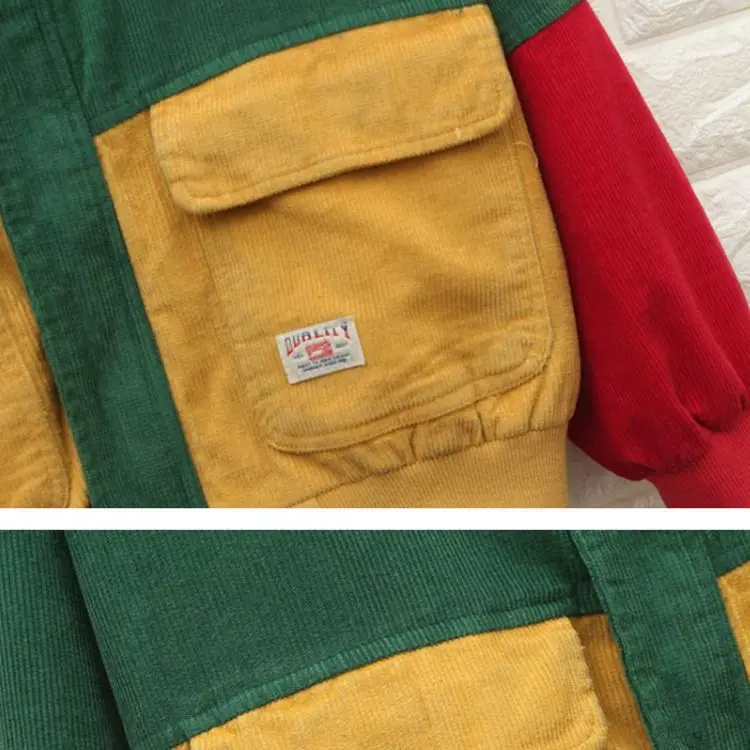 

2018 Korean version of the college wind loose color hooded baseball uniform corduroy fashion tooling jacket women's clothing JQ0