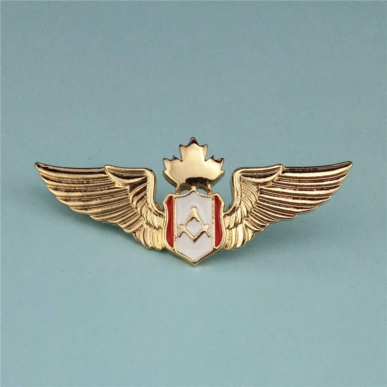 badge Канадские масонские значки Mason нагрудные булавка медаль Золотой Металл клен значок булавка канадские Броши с флагом креативный масонский знак - Цвет: badge