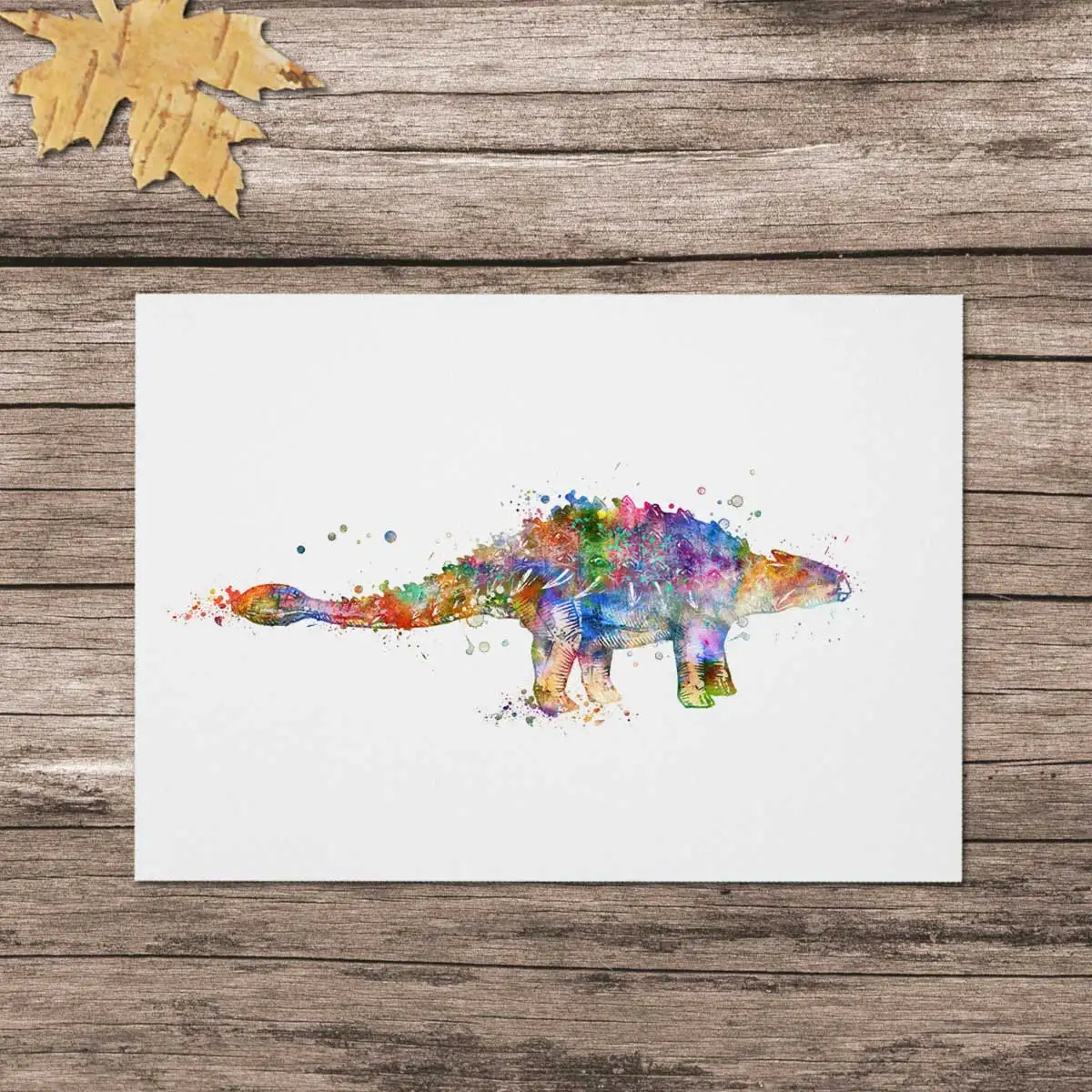 Ankylosaurus Акварельная Художественная печать плакат с динозавром настенный