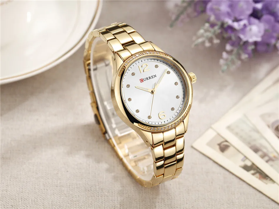 Relogio feminino CURREN часы женские повседневные Модные кварцевые наручные часы кристалл дизайн Дамский подарок Брендовое платье часы наручные часы