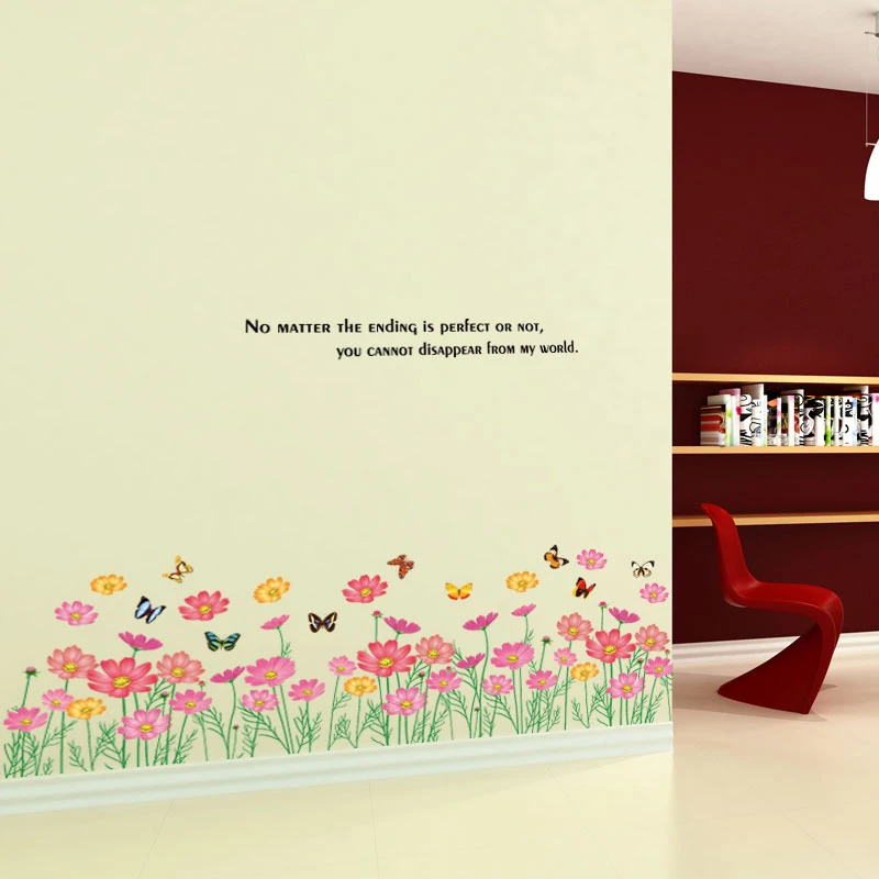 Цветы бабочки наклейки для стены в гостиной домашний декор сделай сам ТВ фон