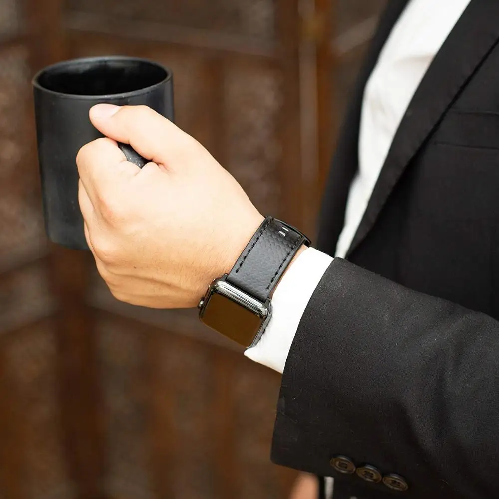 Ремешок из углеродного волокна для Apple watch band 44 мм 40 роскошный кожаный браслет iWatch