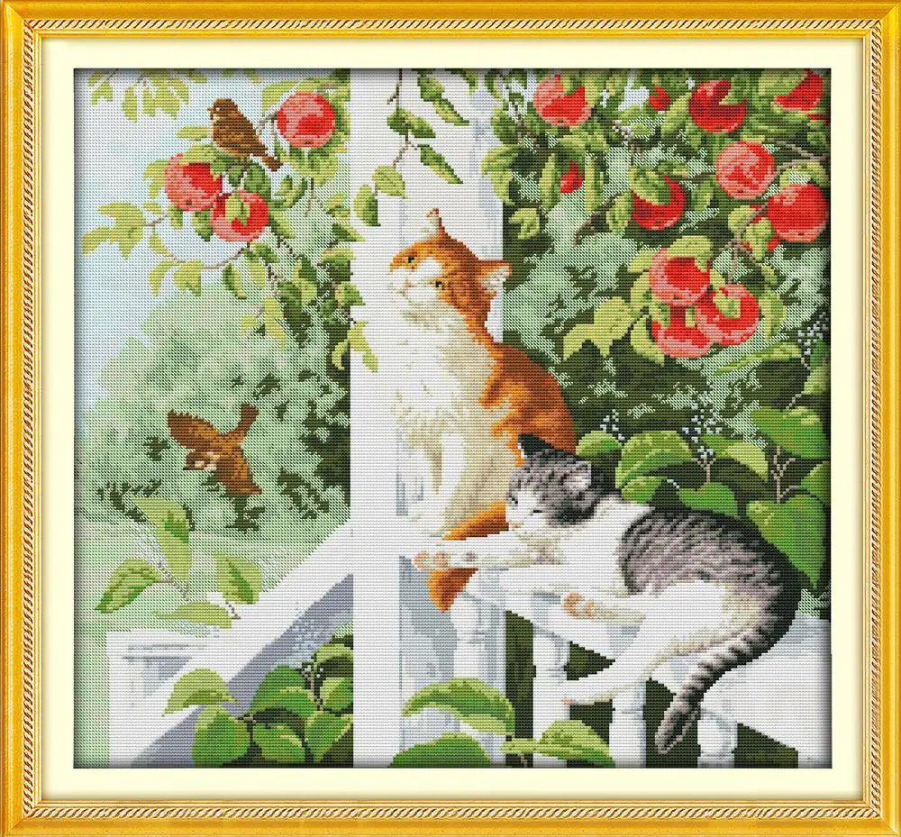 Joy Sunday разные виды кошек Набор для вышивки крестиком DMC Набор для вышивки крестиком DIY Ручная работа ткань 14CT и 11CT - Цвет: D749