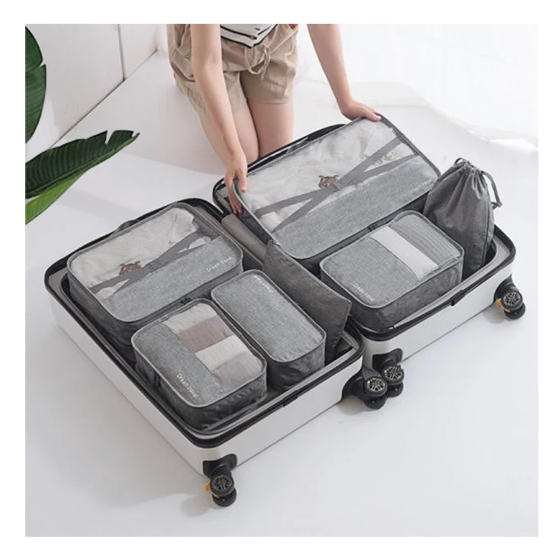 HMUNII fashion travel accessories packaging storage bag 7 sets of bags underwear footwear waterproof wash | Багаж и сумки