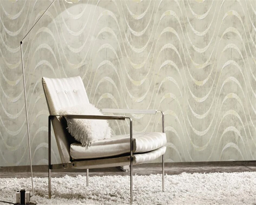 

beibehang American retro non-woven wallpaper home decoration upscale bedroom living room office wavy stripes green 3d wallpaper