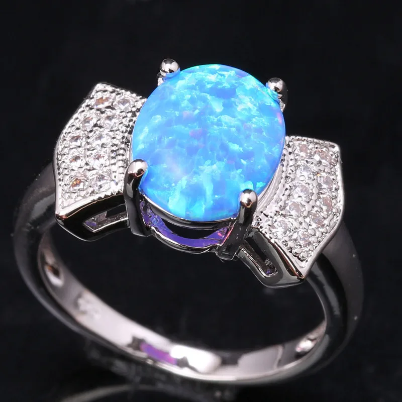 Уникальный бант Небесно Голубой огненный опал и посеребренные серебряные