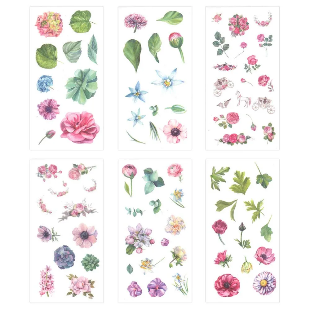 XRHYY 18 листов художественные наклейки Cactu в виде бабочек растений листьев цветов