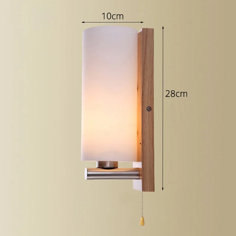 Современные настенные лампы E27 в скандинавском стиле с деревянным и стеклянным