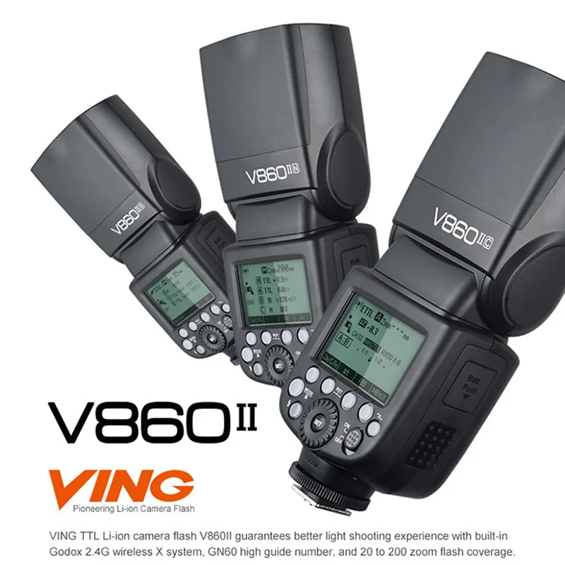 Godox V860II GN60 i-TTL HSS 1/8000s Speedlite Flash w/ Li-ion Battery + Xpro Transmitter for Canon Nikon Sony Fuji Olympus | Электроника
