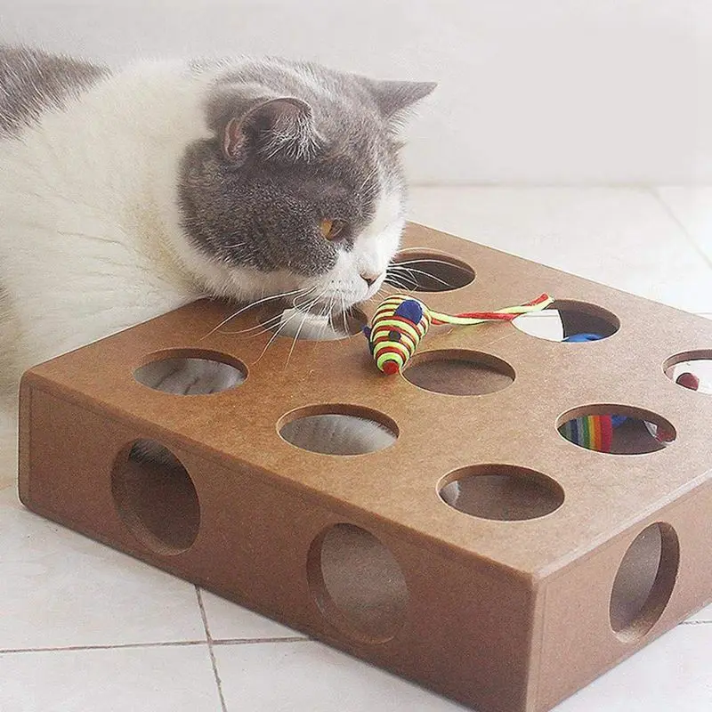 Интерактивная игрушка для кошек коробка пазлов деревянная игр кошки мышки в