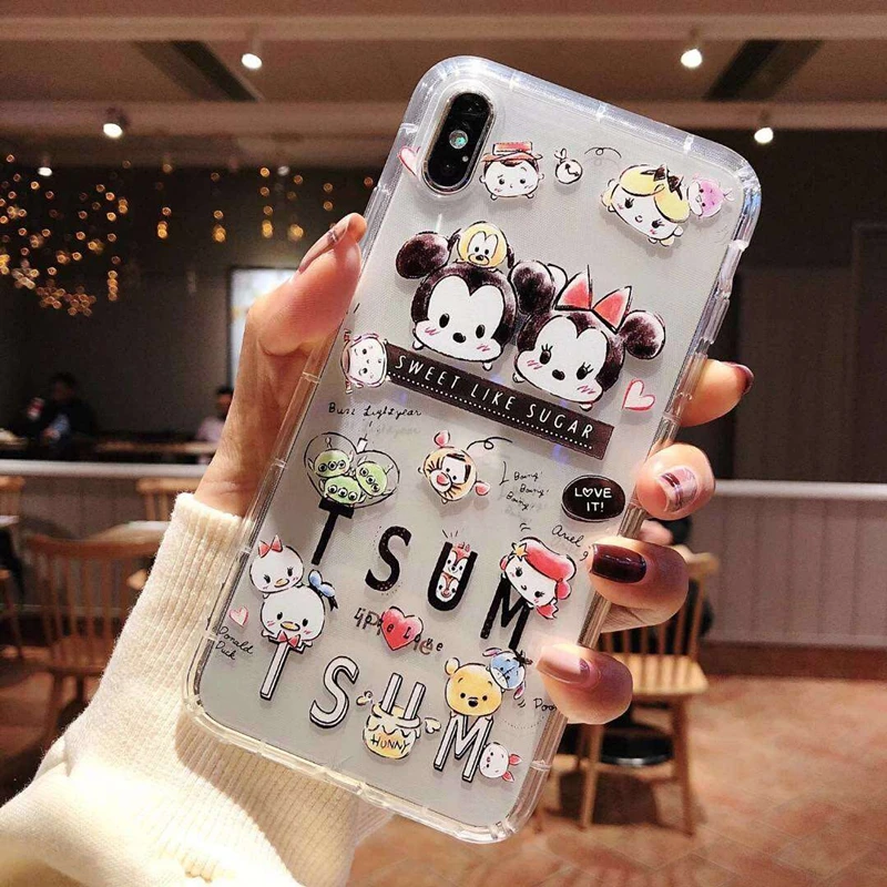 Cute Painted Disneys Mickey Minnie Squirrel Mobilization Transparent TPU Cover for Iphone MAX XS XR 6 7 8 Plus X Phone Cases |