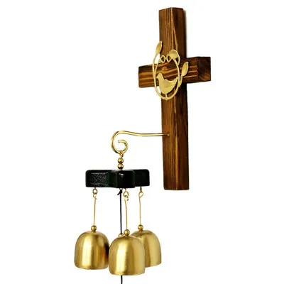 

Christian Gifts Upscale Home Decorations Cross Decorations Pure Copper Handmade Cross Wind Chimes