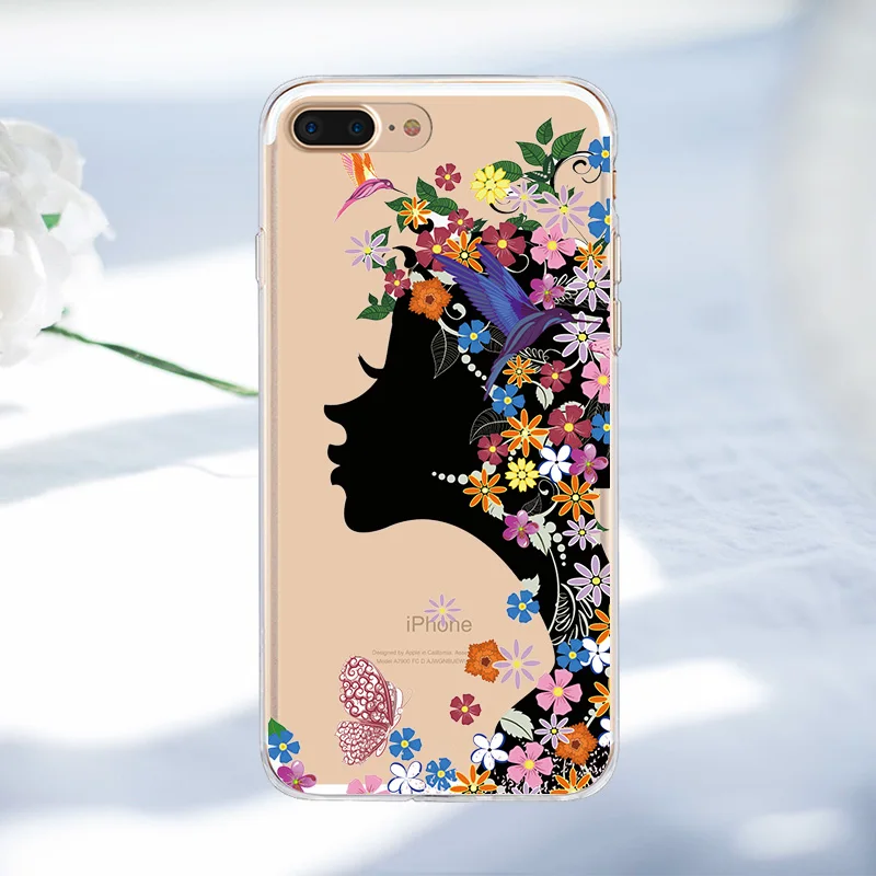 Girl Phone Case for IPhone X 6 6s 7 8 Plus XR XMAX Women Relief Flower Silicone TPU Soft Cover Full Coque |
