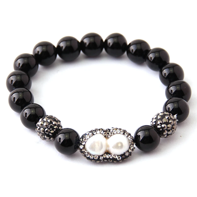Бесплатная доставка черный браслет с камнями бусинами и жемчужное платье