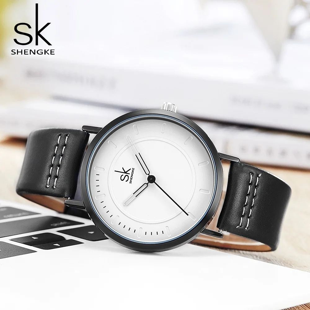 Shengke Watches Top Brand Luxury Couple Watch Women Men Fashion Leather Waterproof Beloved Clock Reloj Relogio Saat Montre | Наручные