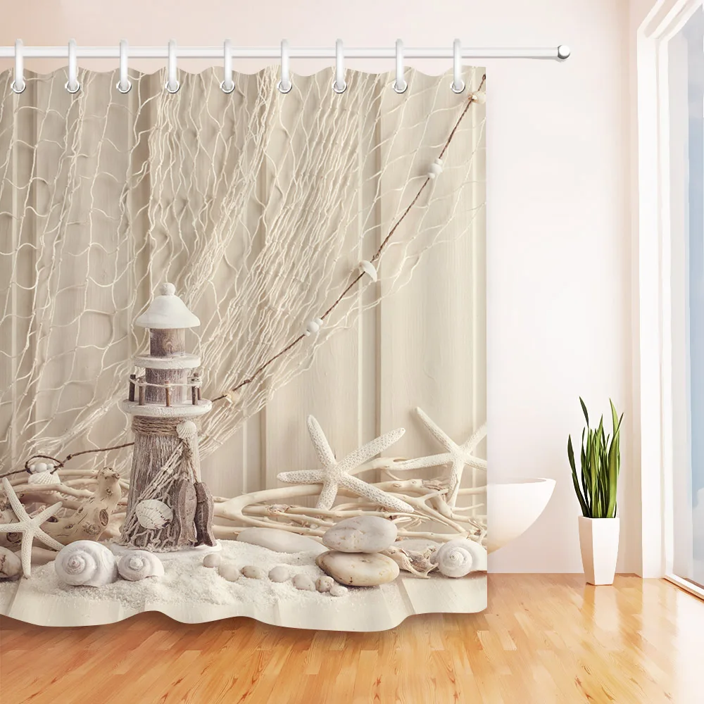 

Beach Pattern Shower Curtain Environmental Protection Polyester High Quality Washable Bathroom Decoration Shower Curtain