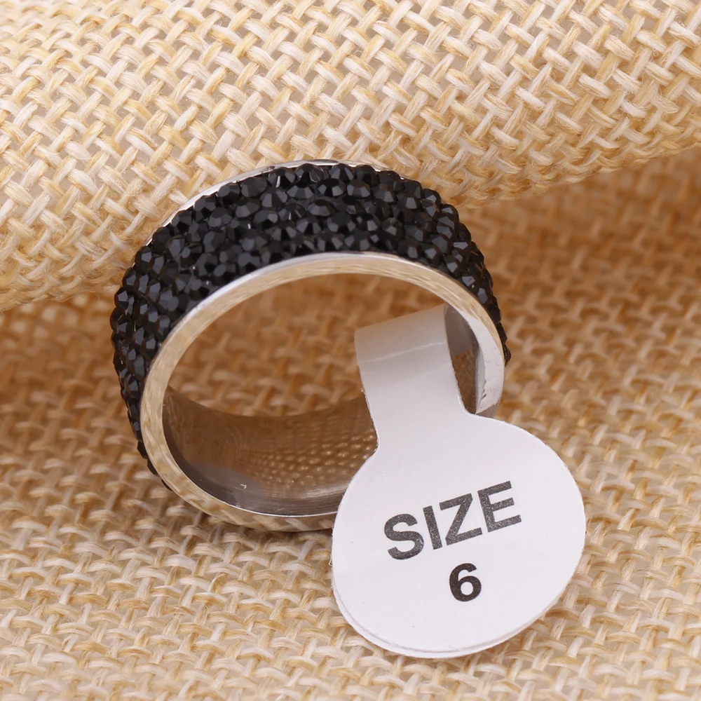 Wholesale jewelry gift Free Shipping rings for women Black Crystal Delicate Stainless Steel Lady Ring | Украшения и аксессуары