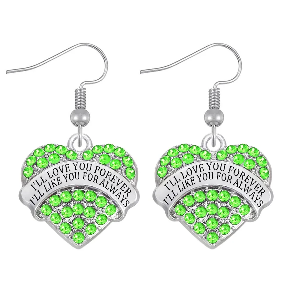 Beautiful crystal inlaid romantic love confession jewelry earrings I'LL LOVE YOU FOREVER LIKE FOR ALWAYS charm eardrop | Украшения и