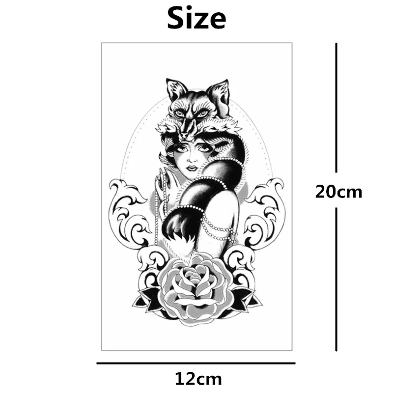 Временная татуировка SHNAPIGN Black Fox Spirit боди арт 12*20 см наклейки с флеш татуировкой