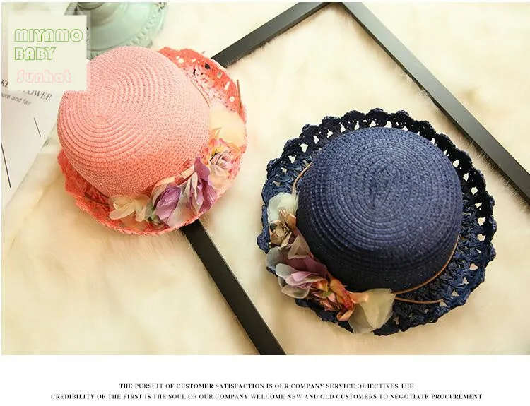 Шляпа детская соломенная милый головной убор для девочек ручная вязка с
