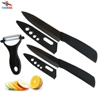 findking super quality black blade 3pcsset gift set 4 inch5 inchpeeler covers ceramic knife sets kitchen knife kitchen tools