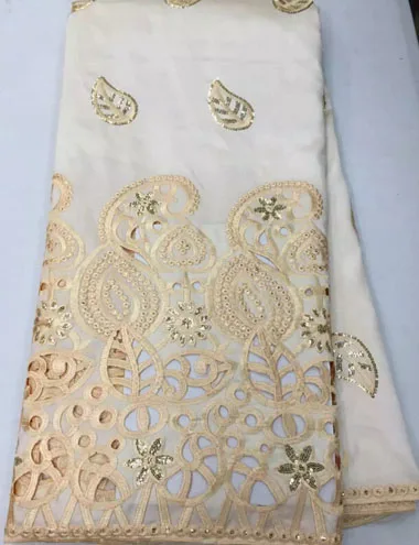 2017 New arrived YELLOW lace GBA034 (3) African George fabric with sequins embroidered Swiss for party dress | Дом и сад