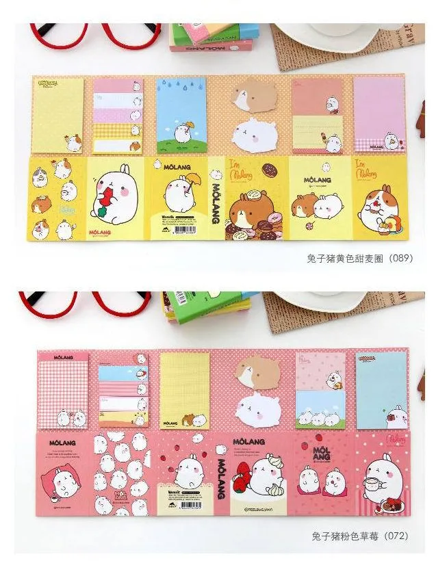 MQStyle Новинка Kawaii Molang Rabbit блокнот для заметок записная книжка блокнот для заметок набор заметок подарок канцелярские товары H0042