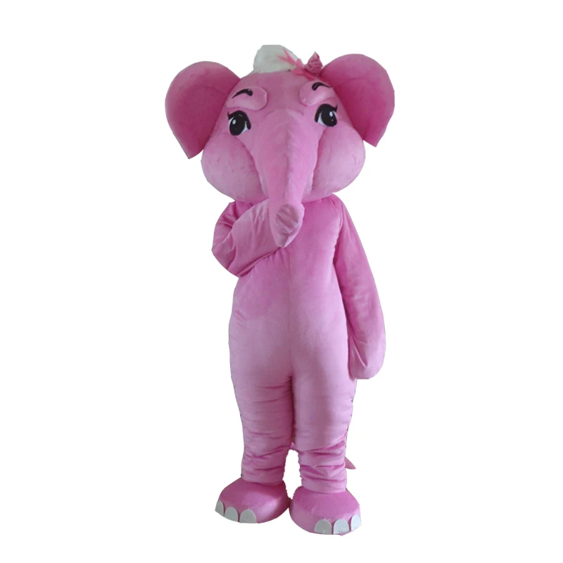 

Adult Pink Elephant Mascot Costume Carnival Festival Commercial Advertising Party Dress With Fan In Head